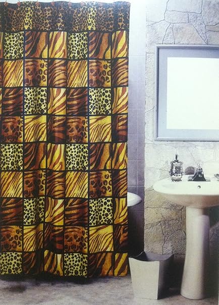 5pcs Bath Rug Set Leopard Print Bathroom Rug Shower Curtain Mat