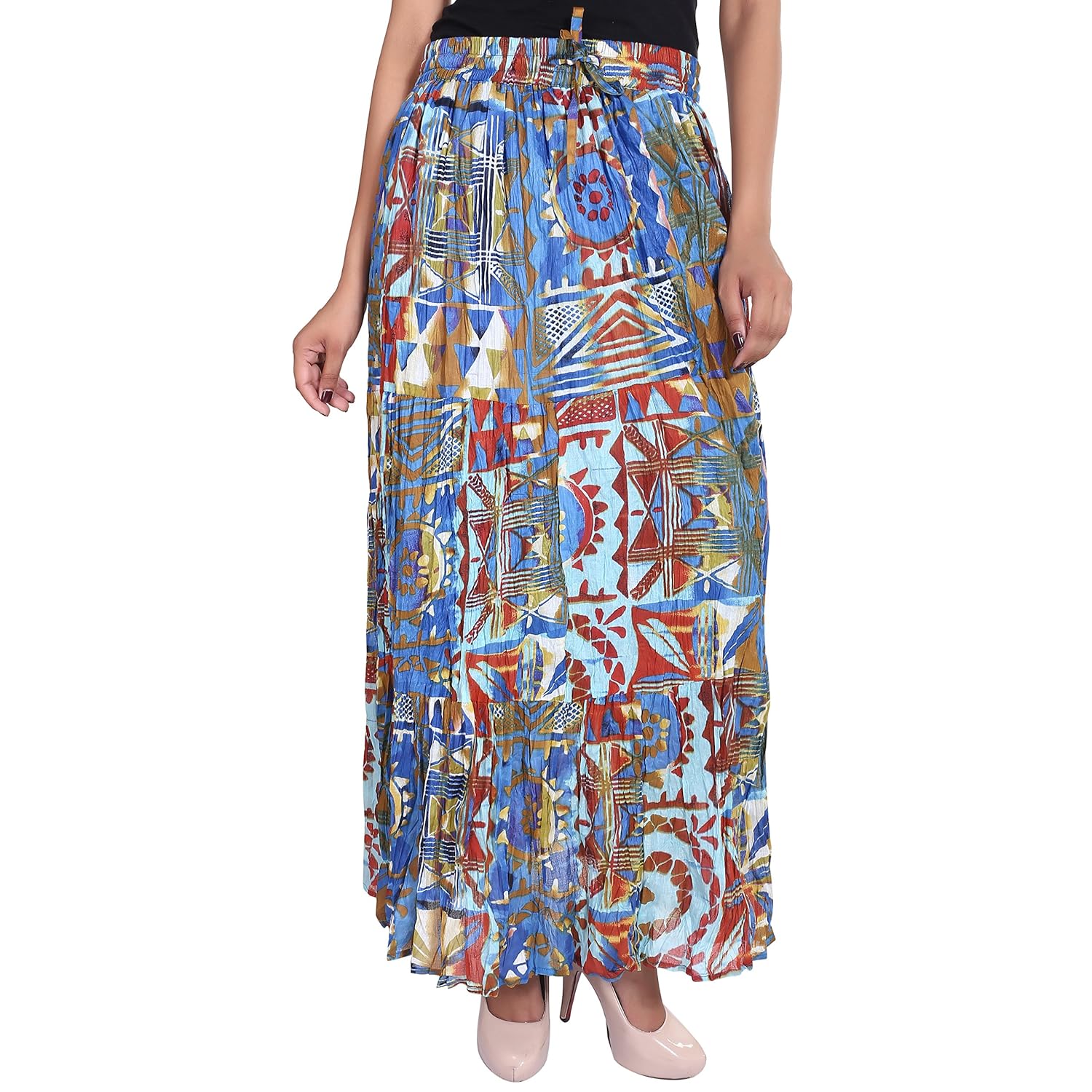 cotton breeze women's cotton regular fit skirt (multi-coloured)