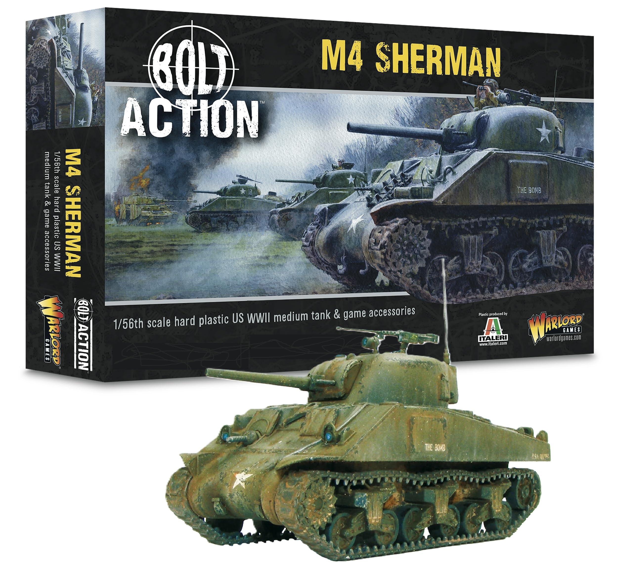 Warlord Games M4 Sherman 1:56 / 28mm US Army Plastic Scale Model Tank Kit for Bolt Action Highly Detailed World War 2 Miniatures