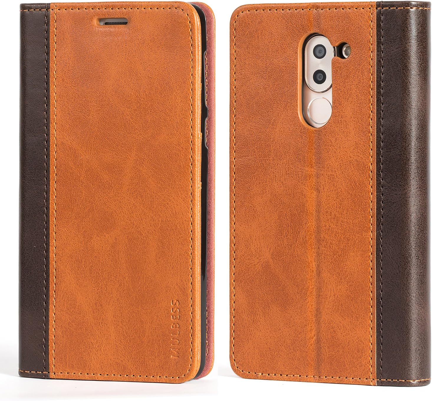 Mulbess Bookstyle Honor 6X Wallet Case，Leather Phone Case with Card Slots for Huawei Honor 6X / 6X Pro Cover, Brown