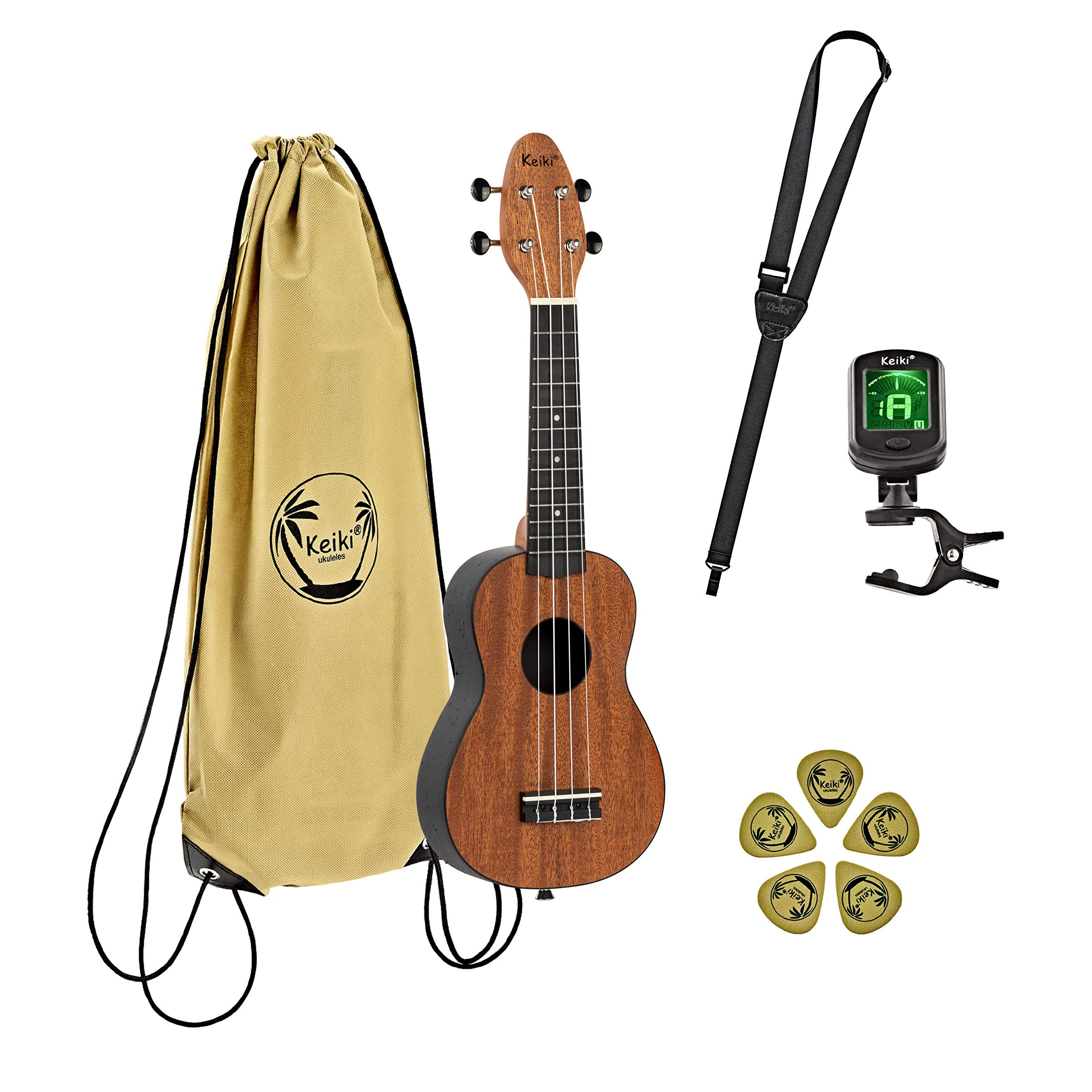 Ortega Guitars Soprano Ukulele Acoustic – Keiki K2 Series – Including Accessories – Mahogany, ABS, Natural (K2-MAH)