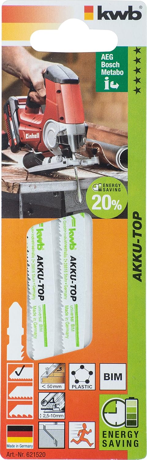 kwb AKKU-TOP Bi-Metal Jigsaw Blade for Metal and Wood T-Shank, Variable Set, Patented TwinCut Tooth Design, Made in Germany - Image 5