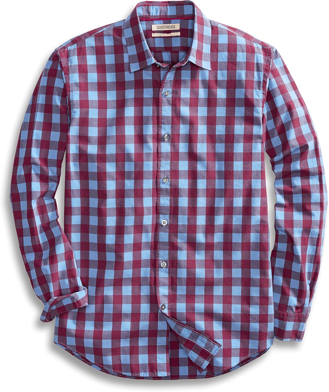 Amazon Brand - Goodthreads Mens Standard-Fit Long-Sleeve Gingham Plaid Poplin Shirt