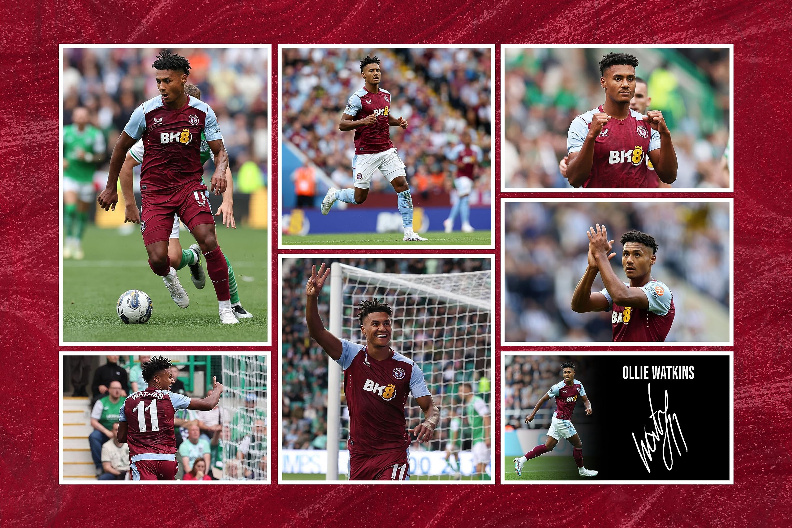 RJR PRINTS Ollie Watkins - Aston Villa Signed 12x8 Inch Photo Print Pre Printed Signature Autograph Football Gift