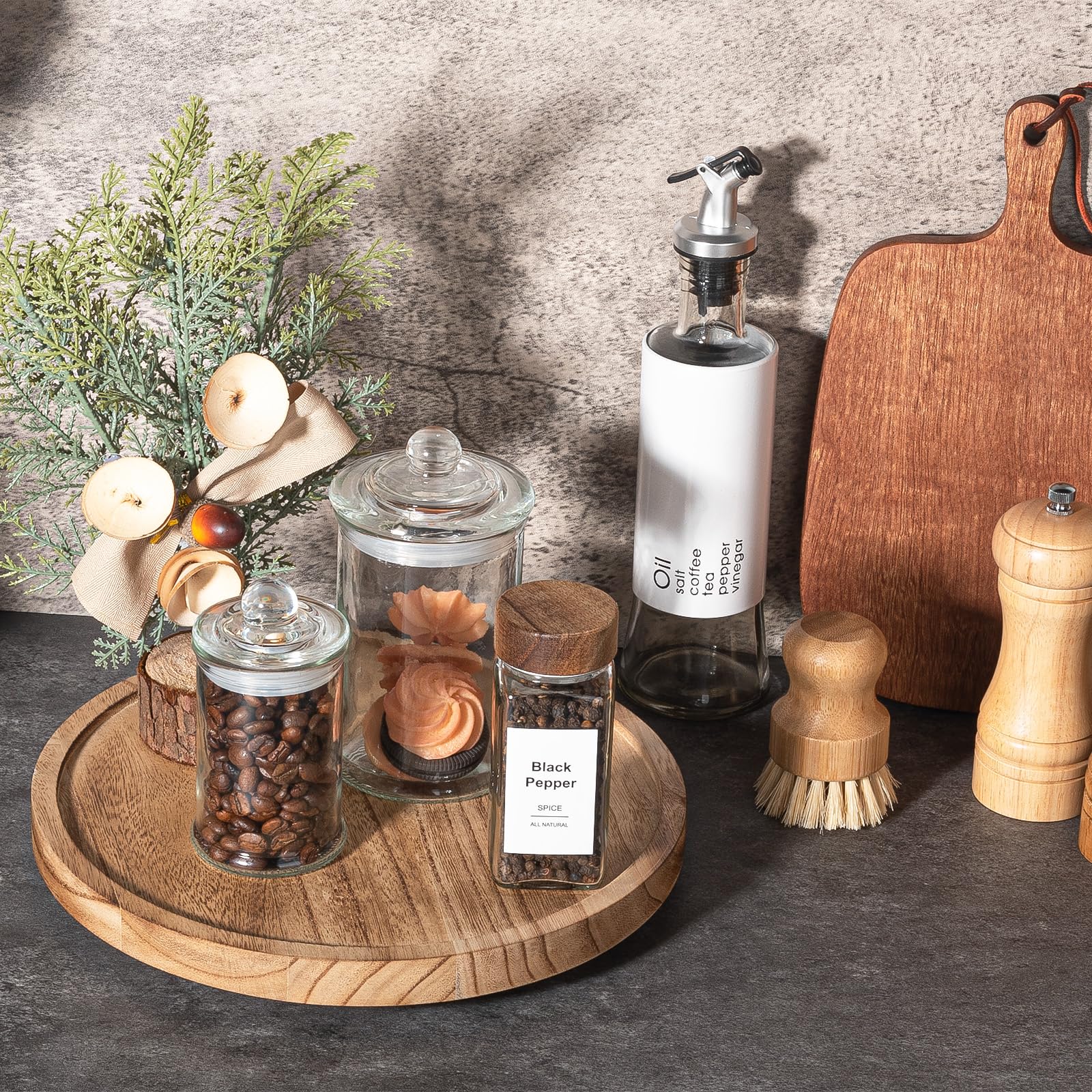 Wood Lazy Susan Organizer Kitchen Turntable for