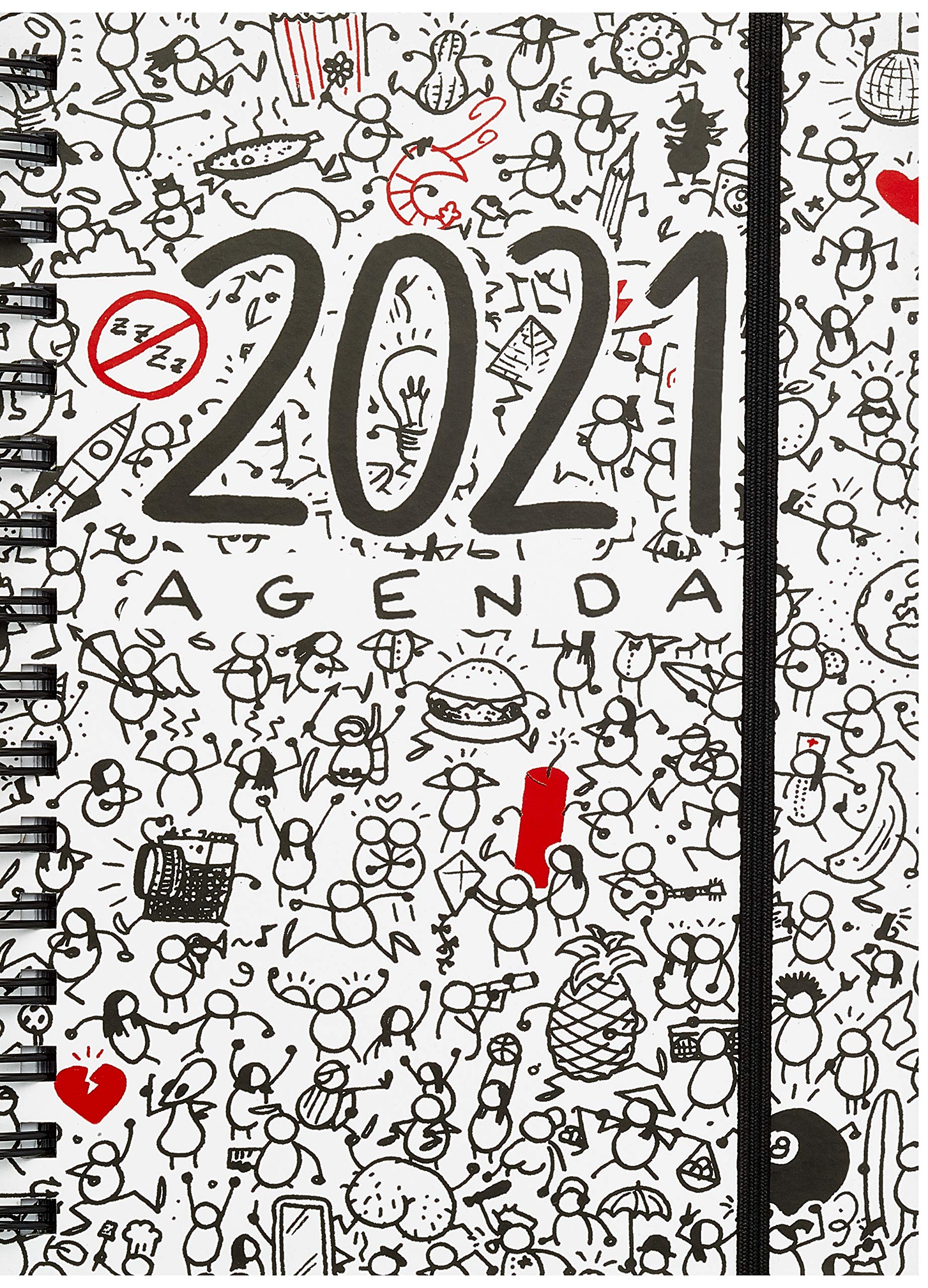 MIQUELRIUS – Diary 2021 T-Diary – Spanish, Day Page, Size 155 x 213 mm (~ A5), Paper 90 g, Rigid Cover Lined Cardboard, White, Look and Find
