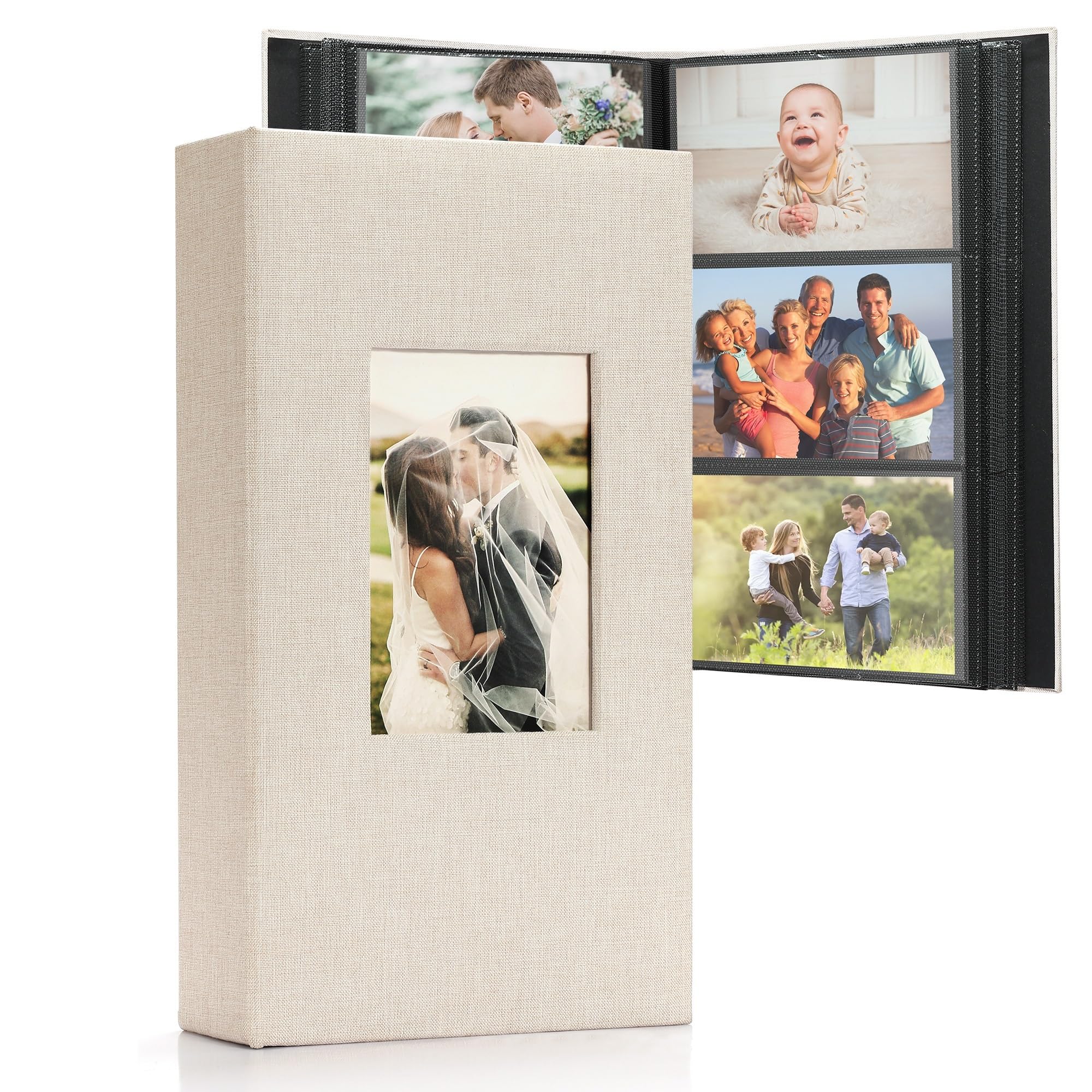 DazSpirit Photo Albums 6x4 Inch 408 Pockets Slip In, Customizable Linen Cover 10x15cm Photo Album, Large Capacity, Slip-in Pockets, Ideal for Wedding Albums, Family Photo Books and Travel Memories