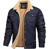 TACVASEN Men's Winter Jacket Sherpa Fleece Lined Cargo Coat Warm Thick Trucker Jacket with Multi Pockets