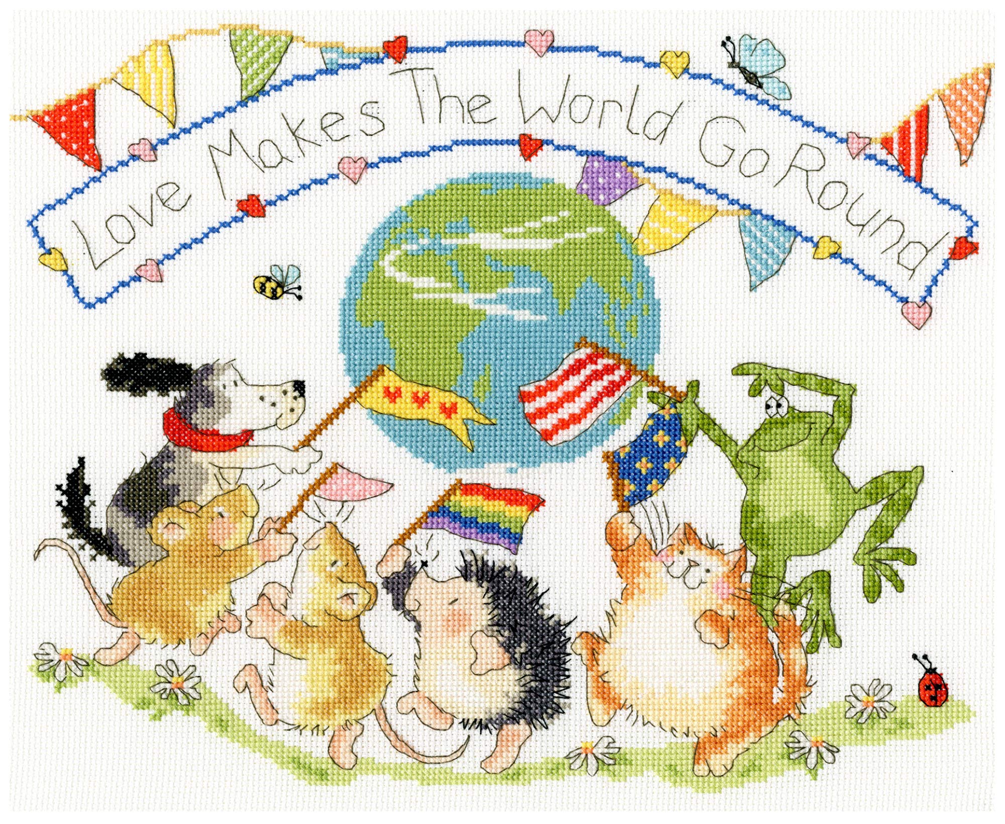 Bothy Threads Cross Stitch Kit - Love Makes The World Go Round