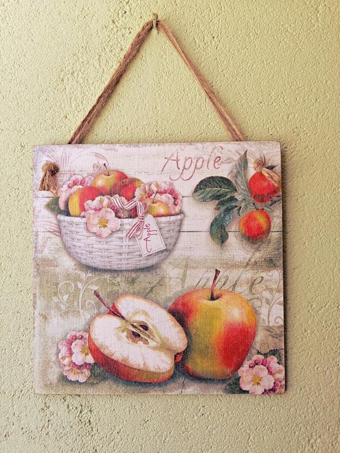 Apple wall decor, Country wall art, Wooden kitchen plaques, Kitchen signs, Kitchen wall decor, Farmhouse decoration