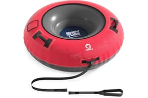 QPAU Snow Tube with Premium Canvas Cover for Kids and Adults, 48'' Inflatable Heavy Duty Snow Tube Made by Thickened Bottom, Sled Winter Outdoor Fun Toys for Children Boys Girls