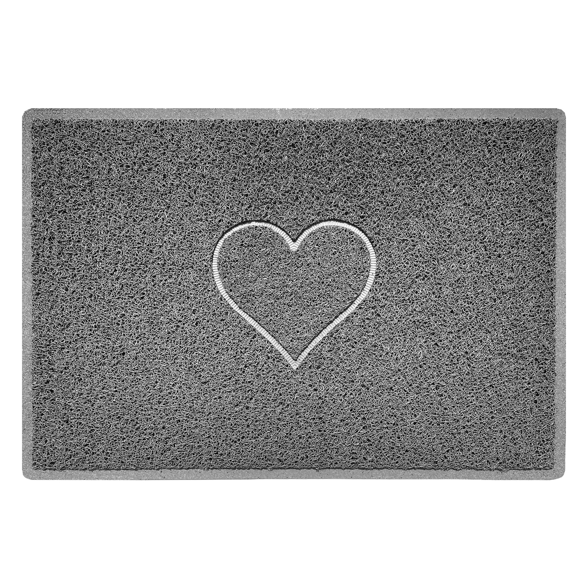 Nicoman Heart Shape Embossed Entrance Door Mat Non Slip Dirt Trapper PVC Spaghetti Mat with Rubber Base, Jet Washable Quick Drying Doormat Indoor or Outdoor - (Large, Grey, 90 x 60cm)