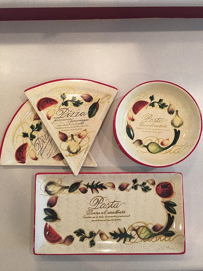 Stokes Tuscan Ceramic Pizza Plate 3 Pasta Bowls and