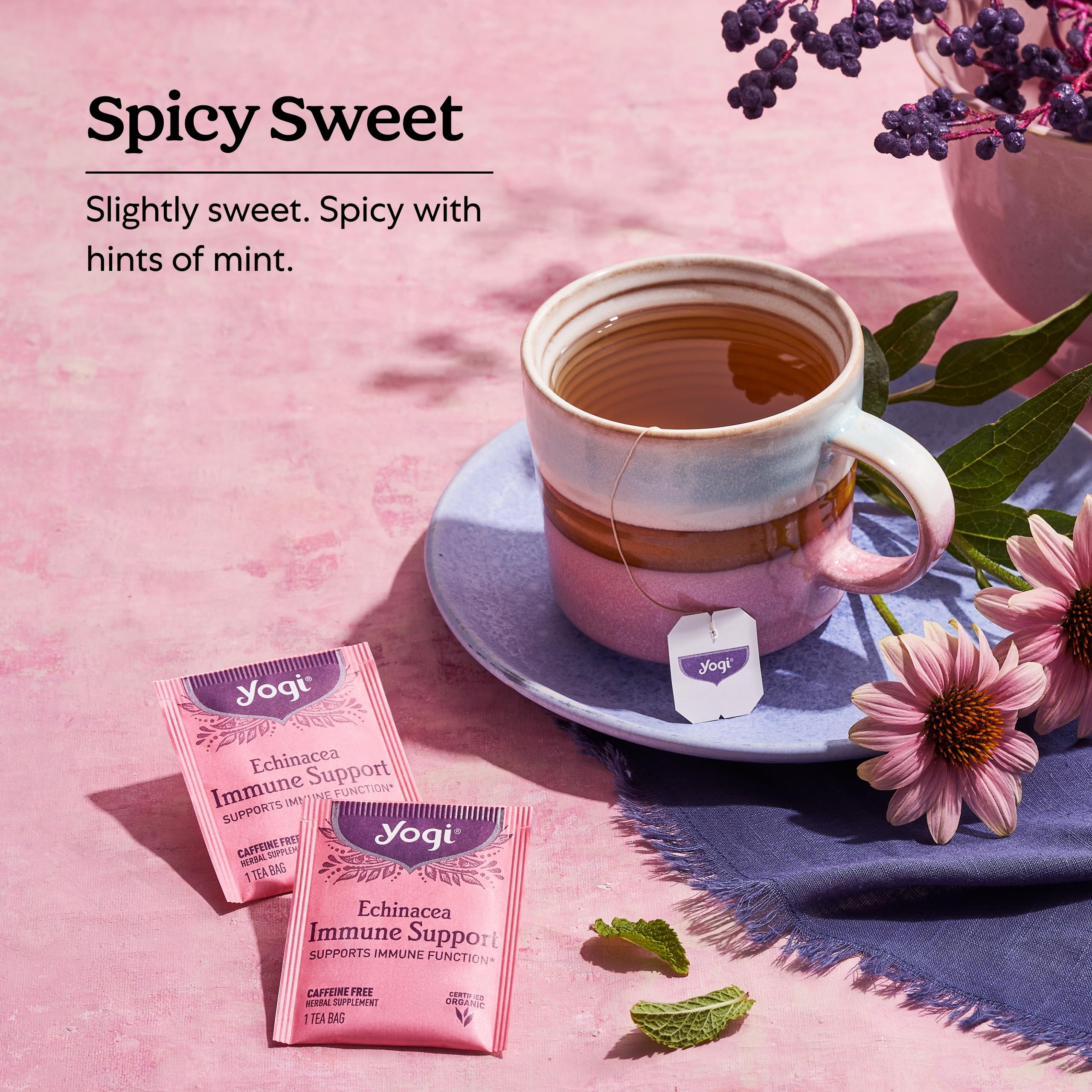 Yogi Tea Echinacea Immune Support Tea - 16 Tea Bags per Pack (6 Packs) - Organic Immunity Support Tea - Includes Peppermint Leaf, Lemongrass, Cinnamon Bark, Echinacea Purpurea, Licorice Root & More