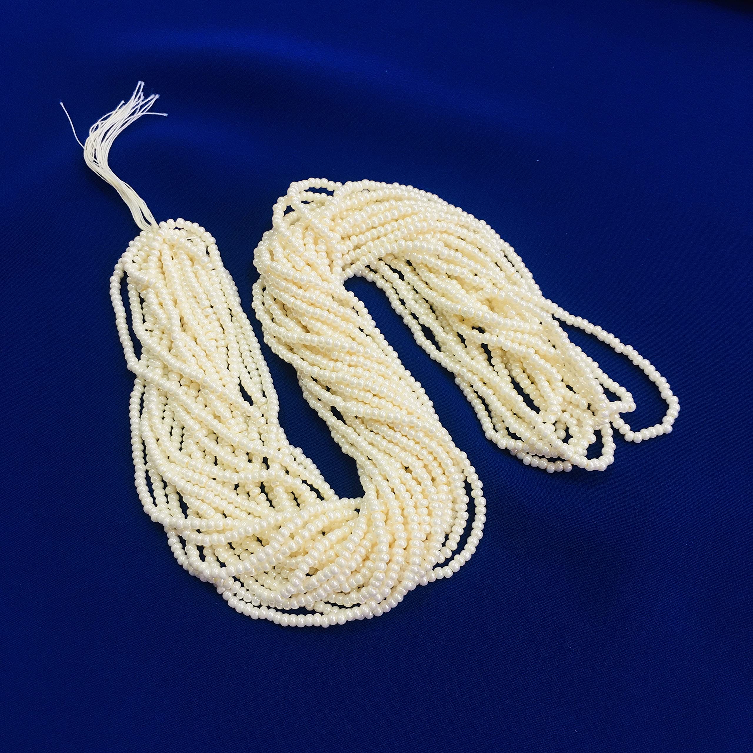 Perlin Seed Beads 2 mm Preciosa Ornela Czech 9000 Pieces CZ Glass Beads 11/0 24 on Multiple Strands (Beige Ceylon) — image 1