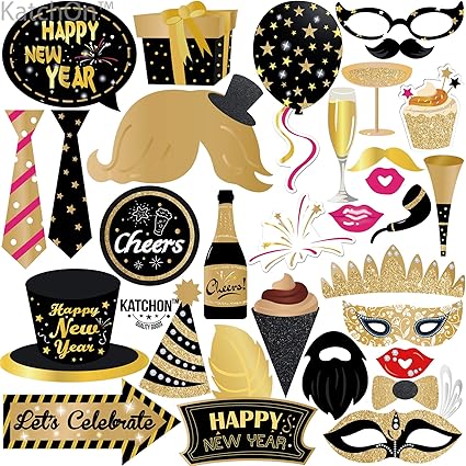 New Years Photo Booth Props Pack Of 30 Shiny Foil 2020 New Years Eve Photo Props Great For New Years Eve Party Supplies 2020 Happy New Year