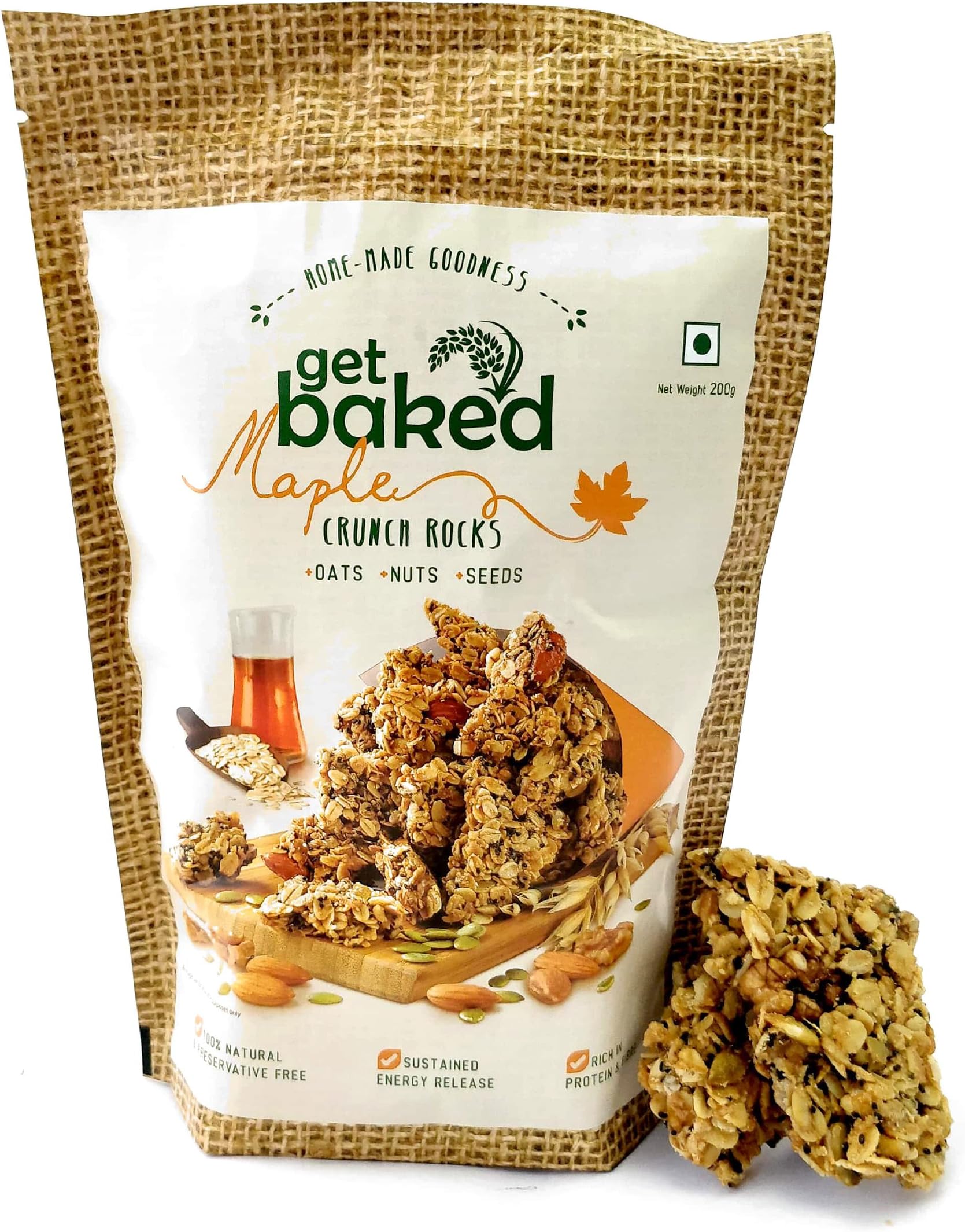 get baked Maple Crunch Rocks Oat Granola Healthy Snack (200 gm)