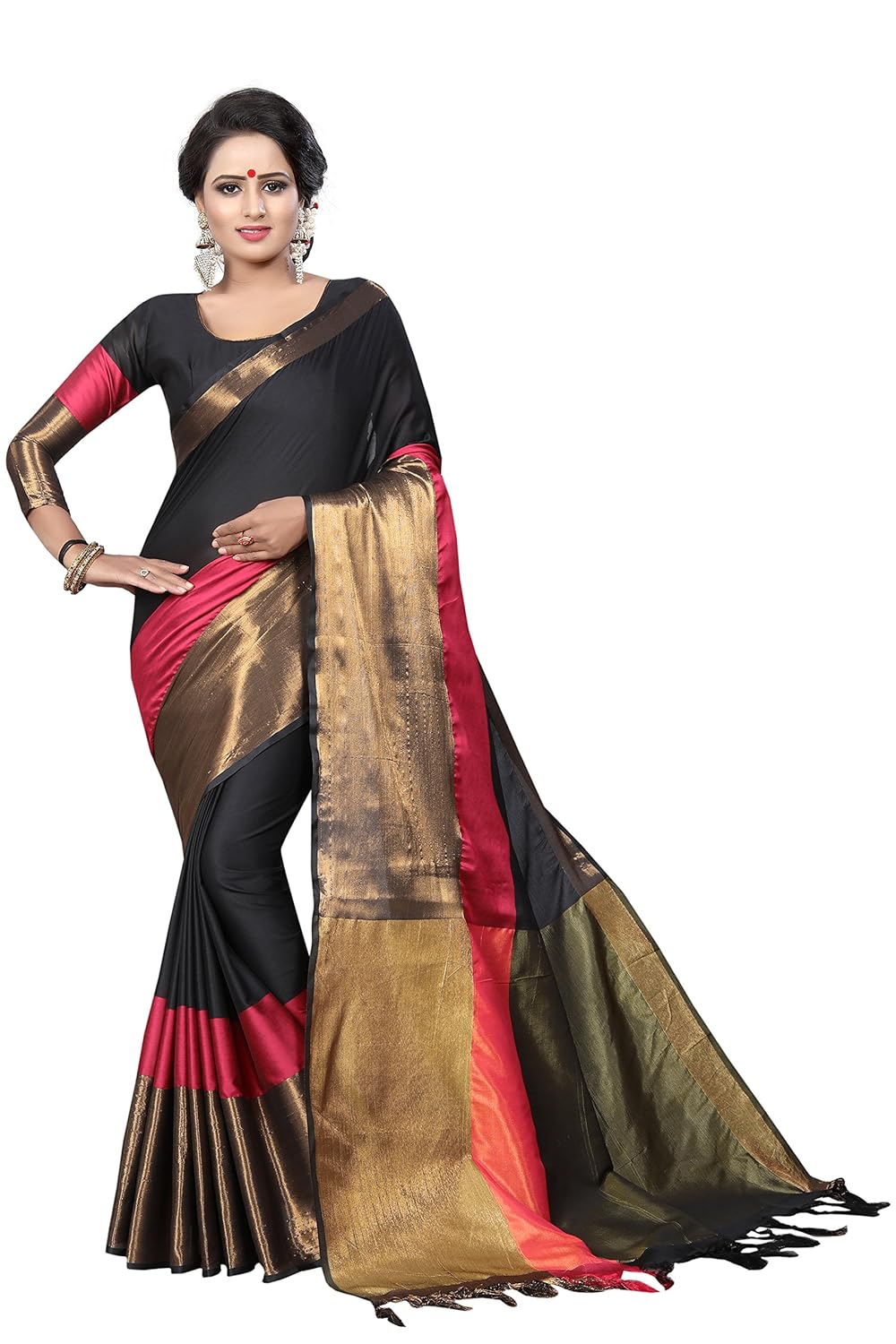 perfectblue women's cotton saree with blouse piece