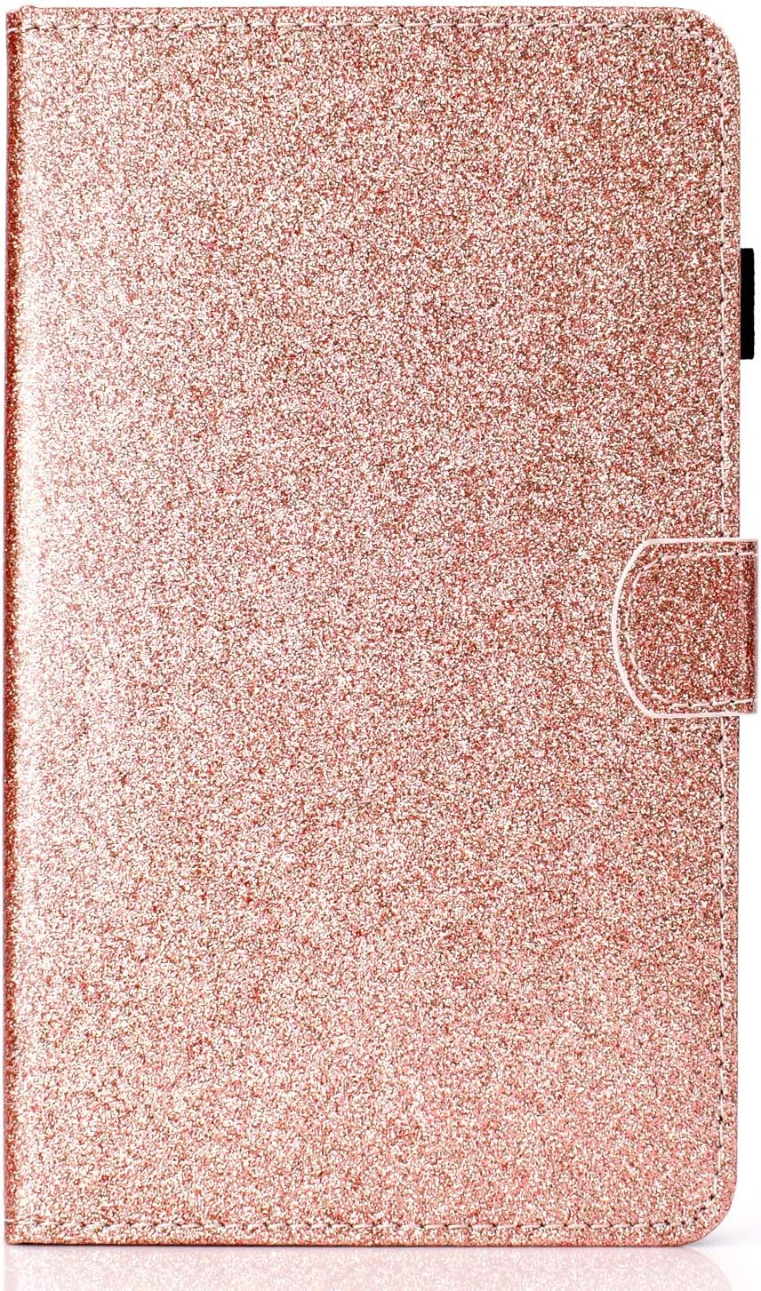 Samsung Galaxy Tab A 7.0 Inch Case SM-T280/T285, Bling Shiny Sparkle Glitter PU Leather Case Shockproof Stand Cover with Card Slot Protective Shell for Samsung Galaxy Tab A6 7" Tablet, Rosegold