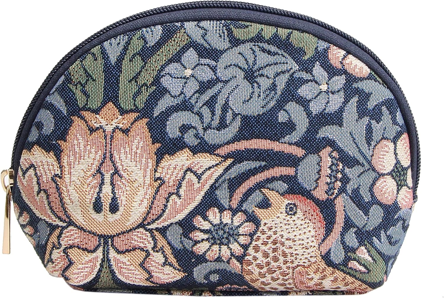 Signare Tapestry Cosmetic Bag Makeup Bag for Women with William Morris Design (Strawberry Thief Blue, COSM-STBL)