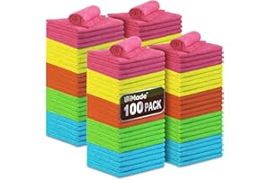 UNIMADE Microfiber Cleaning Cloth, 100PK Commercial Grade Work Rags Microfiber Towels for Cars Cleaning Rags Bulk Detailing Cloth for Automotive Bar Mechanic Restaurant Garage, 11.5"x11.5", Multicolor