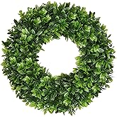FPROOM 20" Boxwood Wreaths for Front Door,Artificial Spring Wreaths for Wall Window Porch Home Farmhouse St Patricks Day Indoor Outdoor Decoration,Suitable DIY Wreath for All Season (1, Mixed)