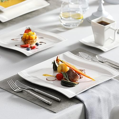 MALACASA Ivory White Dinnerware Sets, 30-Piece Porcelain Plates