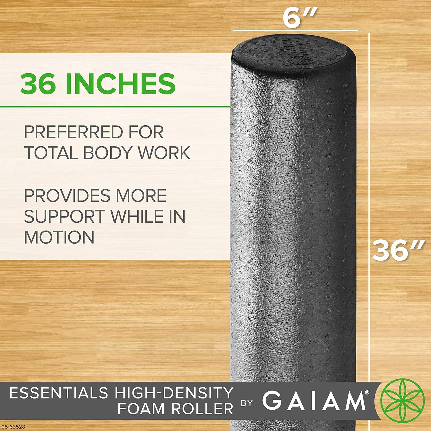 Gaiam Essentials Foam Roller, High Density Firm Deep Tissue Muscle Massager for Back Pain & Sore Muscles, 36 Inch, Black: Sports & Outdoors
