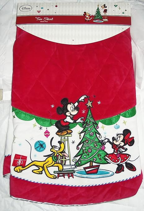 Disney Store árbol de Navidad falda Minnie Mickey Mouse Pluto Rojo ...