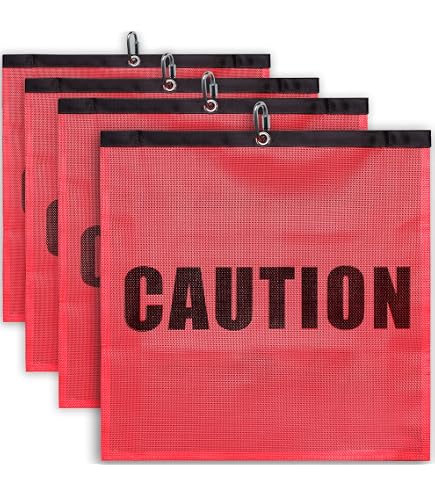 6-Pack Reflective Safety Flags For Trucks - 18"x18" Red Mesh Warning Flags With Wire Loops