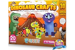 Craftikit® 20 Award-Winning Dinosaur Crafts for Kids - Award-Winning All-Inclusive Fun Dinosaur Crafts for Kids Ages 3-5, Organized Toddler Craft Kit