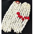 Pretty Charming Handmade Artificial Flower Plastic Gajra Veni Garland for Hair 6 Magenta and 6 White 13 Inch long set of 12 with freebie