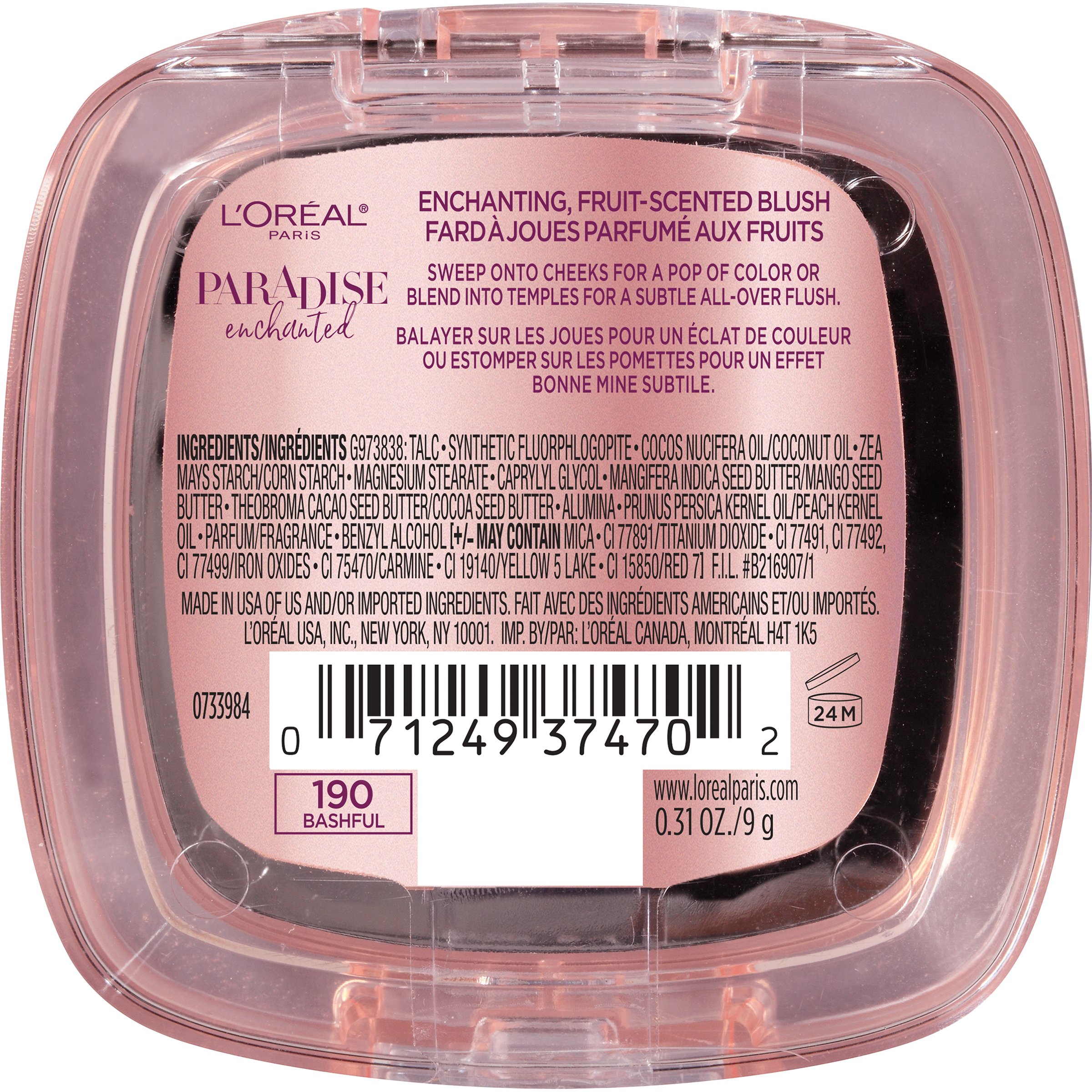 L’Oréal Paris Makeup Paradise Enchanted Scented Blush, Bashful, 0.31 Ounce