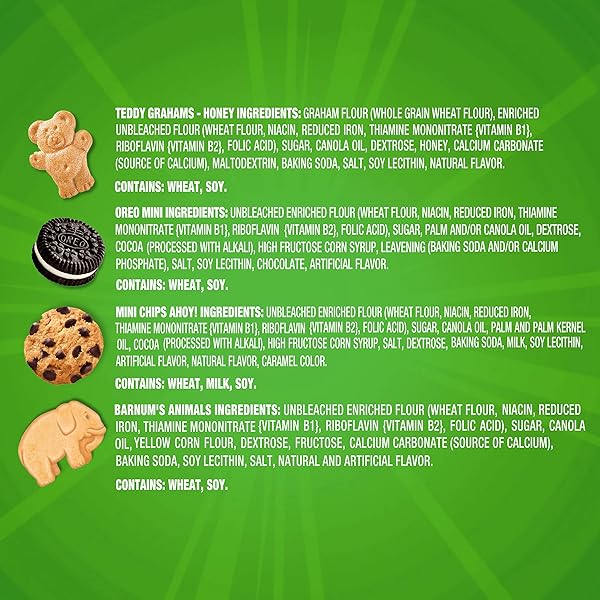 NABISCO TEAM FAVORITES VARIETY PACK, OREO MINI, CHIPS AHOY! MINI, TEDDY GRAHAMS HONEY & BARNUM’S ANIMAL CRACKERS, 30 SNACK PACKS