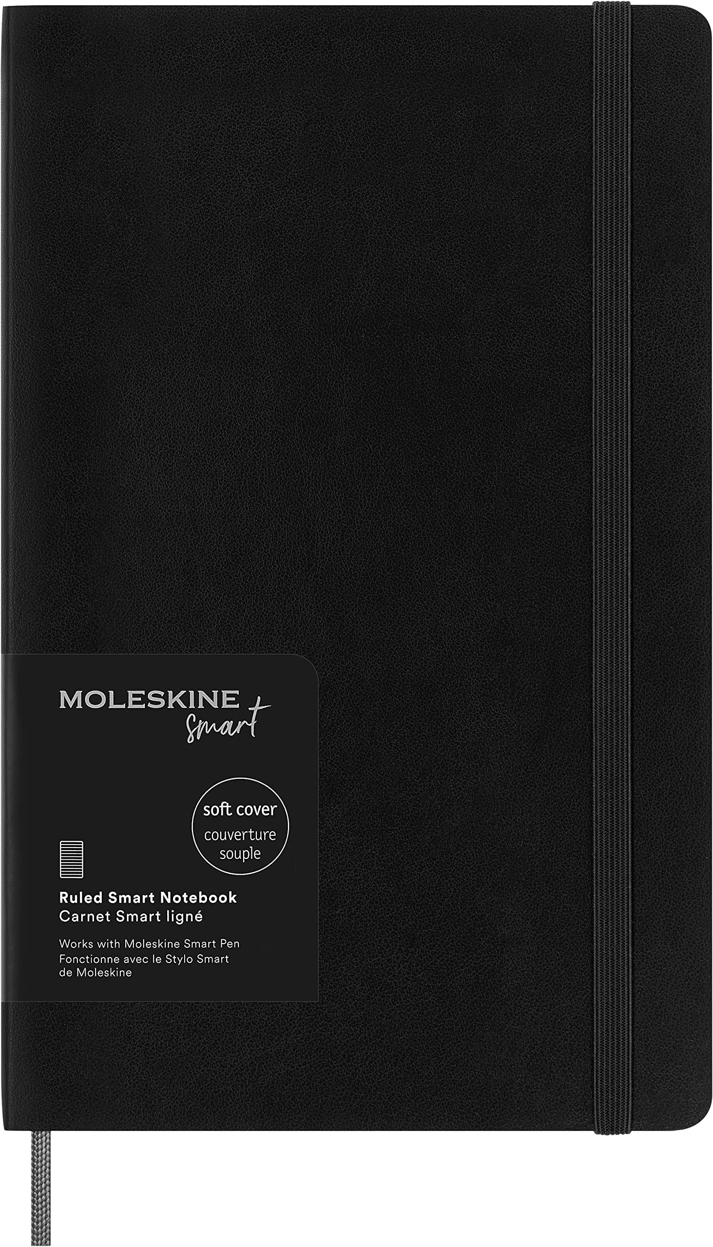 Moleskine Smart Notebook, Smart Writing System, Smart Notebook With Soft Cover, Ruled Pages and Elastic Closure, Large Format 13 x 21, Colour Black