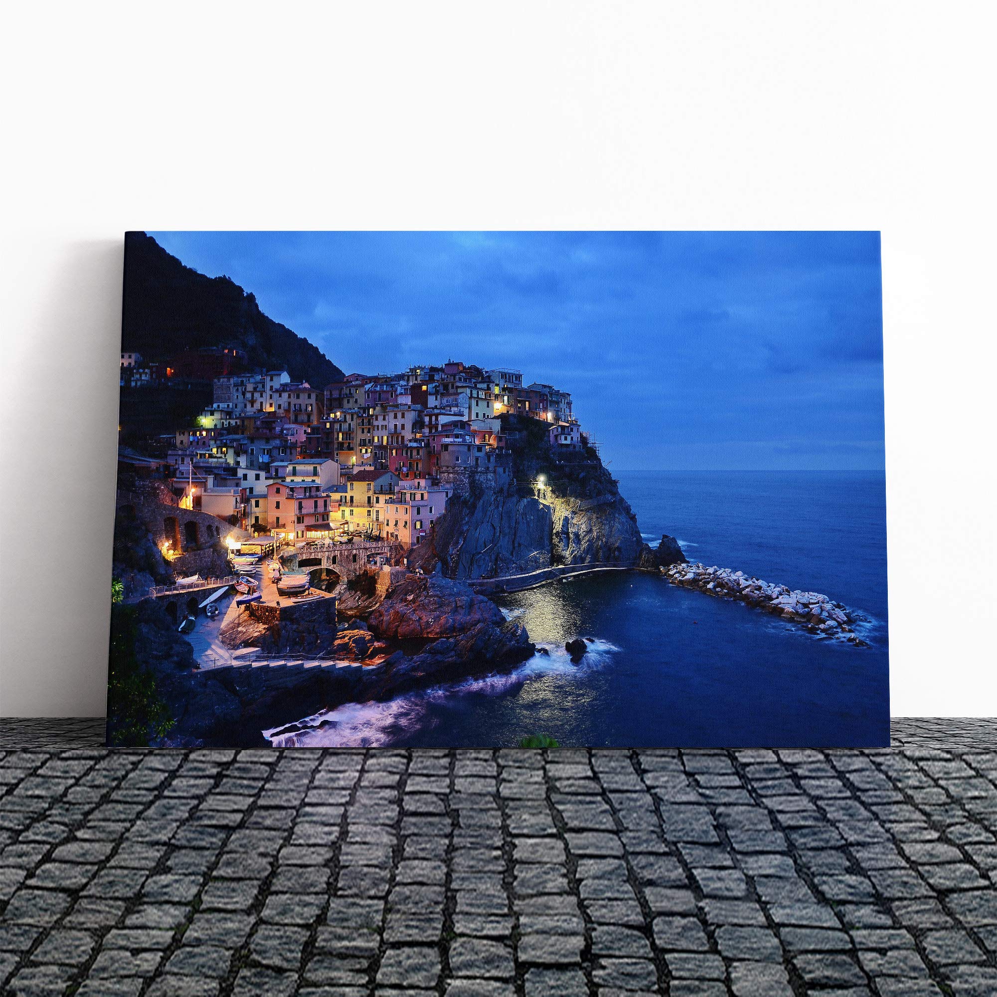 Landscape Cinque Terre Italy (2) Canvas Print | Gallery Wrapped 30mm Frame Wall Art | 20x14 inches | Ready to Hang | Modern Landscape Picture | Living Room Bedroom Lounge Office