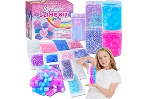 OHIECIHY Unicorn Slime Kit for Girls 4-12,Supplies Makes Butter Slime,Candy Confetti,Glimmer Crunchy,Foam Crunchy,Jelly Cubes Slime Party Favors for Kids