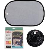 Nuby x Safe in The Seat Pop-Open Car Sun Shades - 2 Piece Set - Static Cling Window Shades for Baby in Car - UV Protection, Easy Install, and Universal Fit