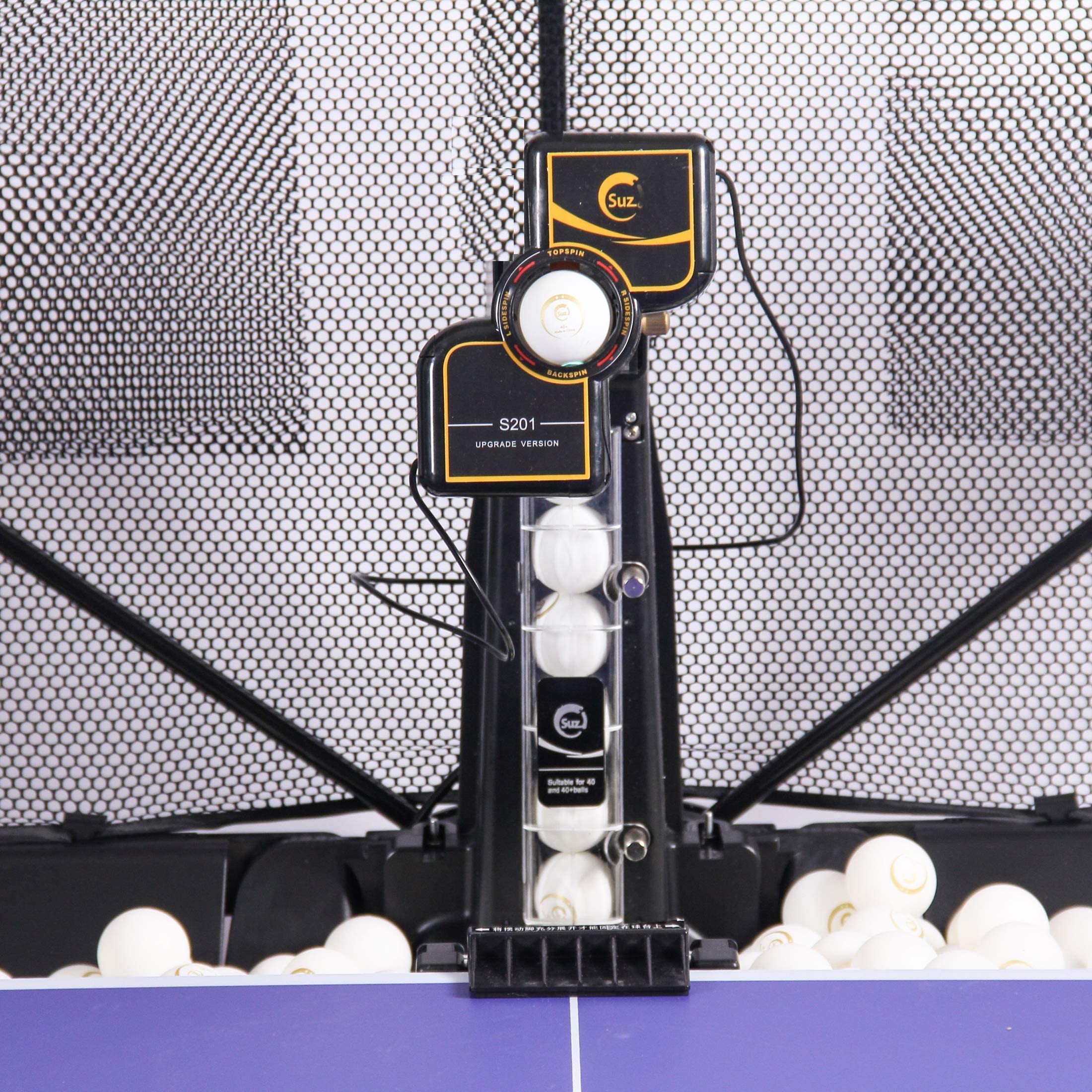 Photo 1 of Suz Table Tennis Robot with Net Ping Pong Ball Machine S201 Automatic Table Tennis Machine for Training with 40mm+ Table Tennis Balls