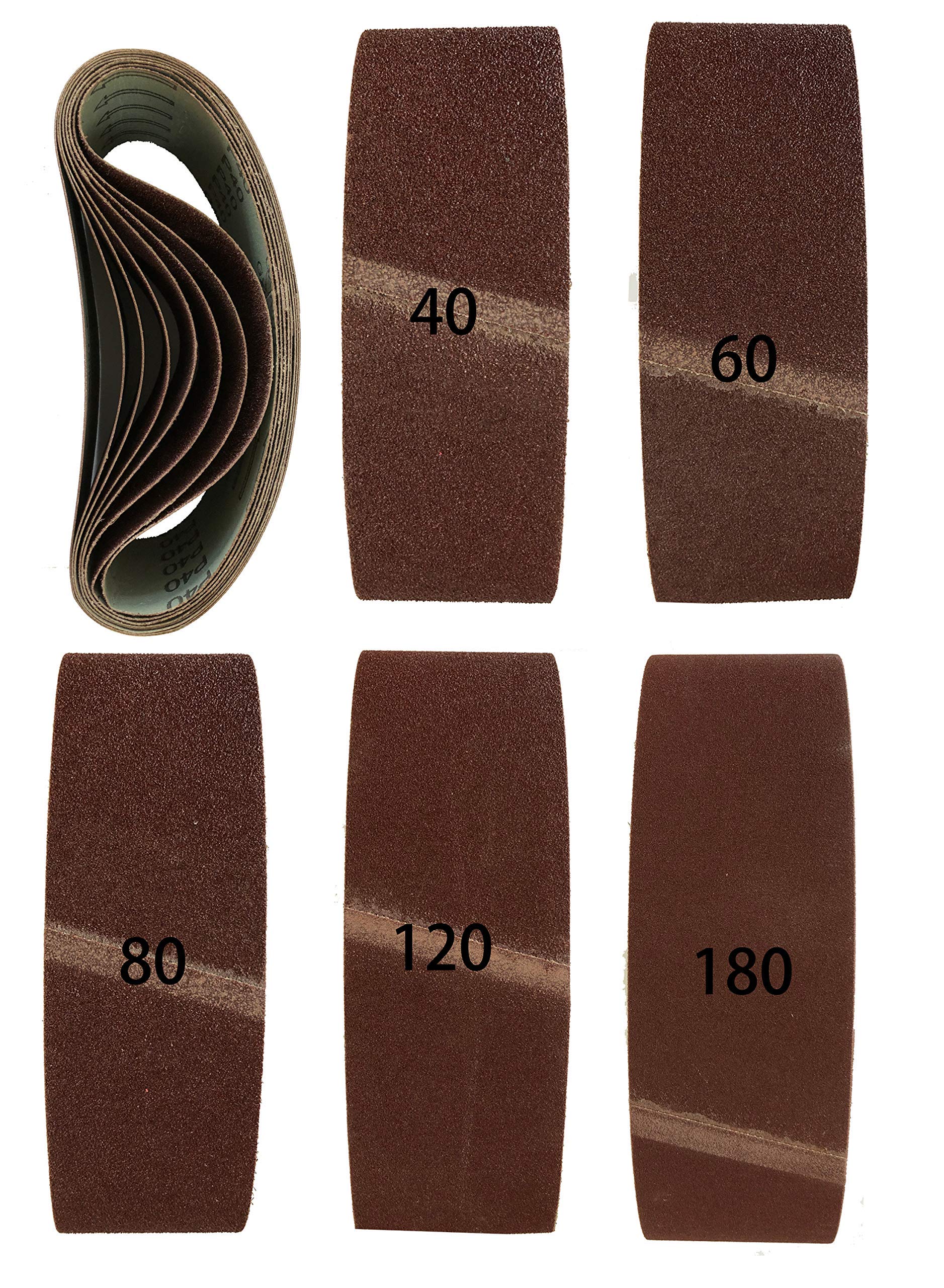Pack of 10 Premium Sanding Belts 75 x 533 Mix 2 x Grain 40, 60, 80, 120, 180 Mixed I Sanding Belt I Belt Sander 75 x 533 mm
