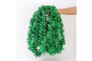 CHOONSHOW 26.2 Ft Tinsel Garland Decoration for Holiday Tree Walll Home Office Event, Christmas, Birthday, St. Patrick's Day, Party Decorations, Fluffy Twist for All-Season Indoor Outdoor Events - Green
