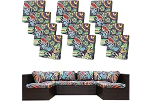 BIETYONE 12Pcs Stretch Patio Cushion Covers Outdoor Cushion Covers,for Outdoor Couch Cushion Covers Replacement,Outdoor Sofa Covers Patio Slipcovers Couch Cover,Washable Furniture Cover (Rococo ,Cover Only)