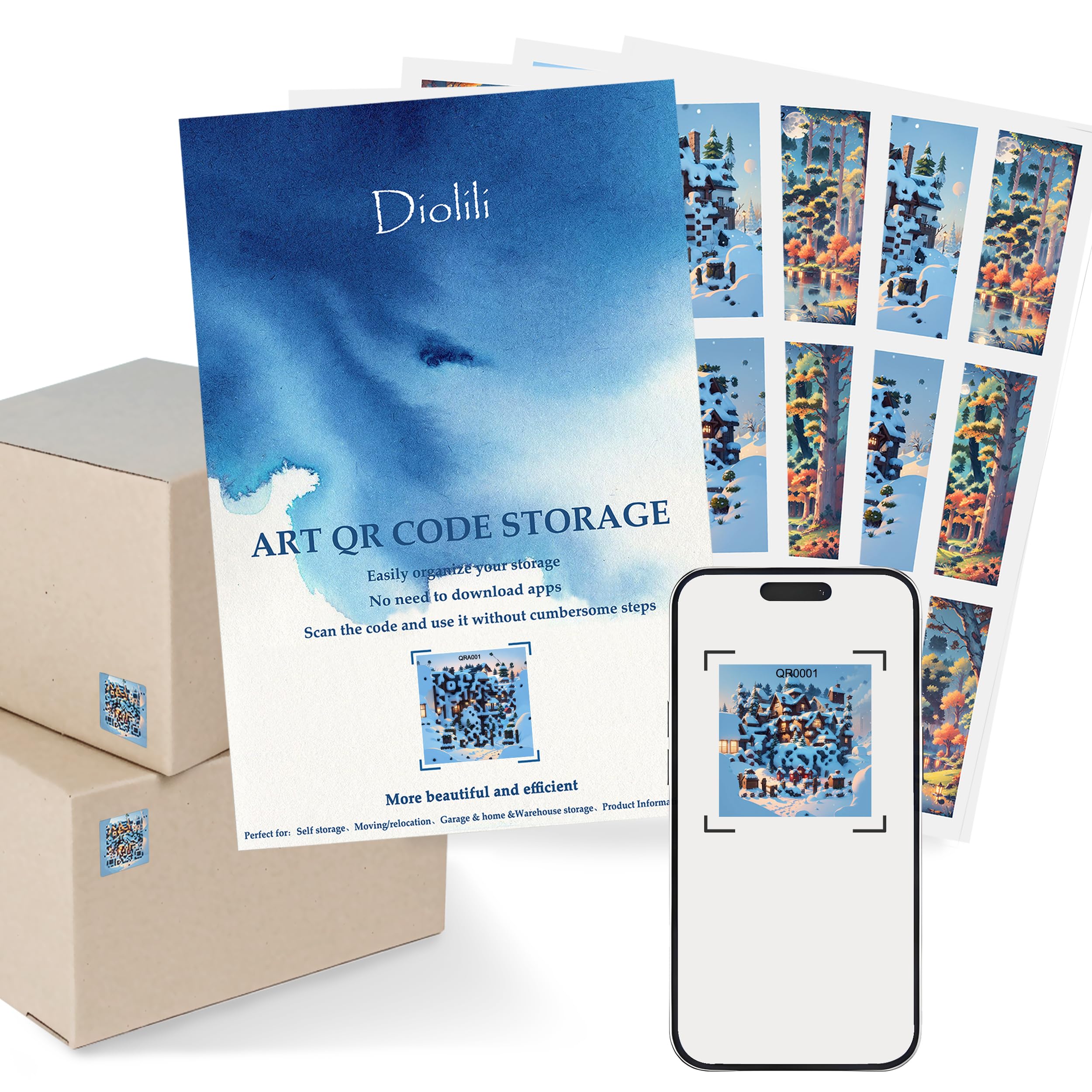 Diolili AI Art Intelligent QR Labels for Organization/Moving/Storage ...