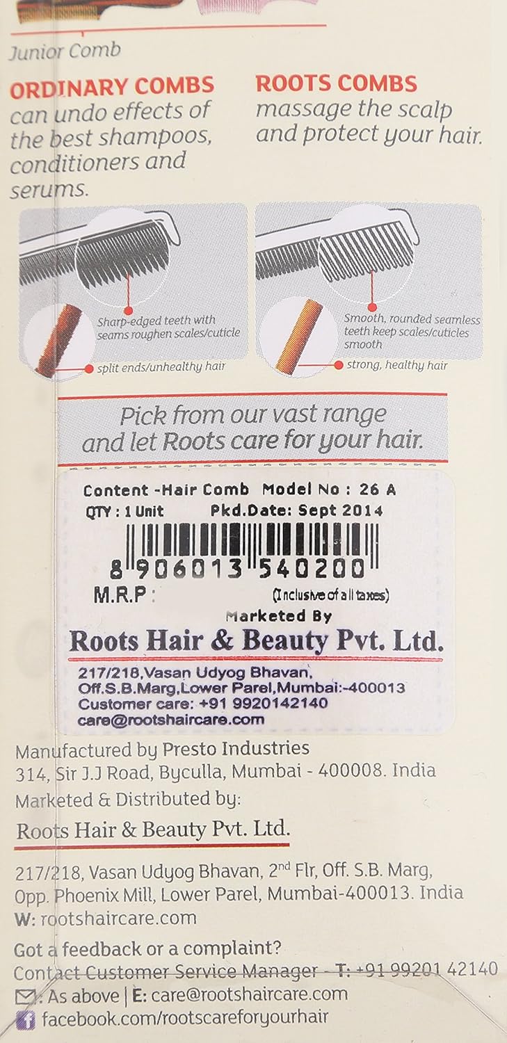 Buy Roots Hair Combs Brown Dressing Comb For Medium Length