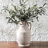 Mitt&Ditt Ceramic Flower Vase with Handles, 11 inch Tall Off-White Vase, Large Decorative Terracotta Vases, Farmhouse Rustic Pottery Vases for Home Decor, Living Room, Table