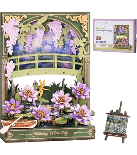 ROKR Kit Modèle 3D pour Adultes – Puzzle Fleurs avec Lumière et Moteur, Fleurs Artificielles à Assembler, Déco Créative, Cadeau Femme, Fête des Mères, Saint-Valentin, Noël – AF01D