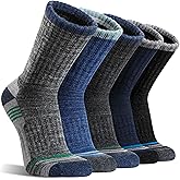 5 Pairs Merino Wool Hiking Socks Thermal Warm Winter Cozy Moisture Wicking Cushioned Socks for Men