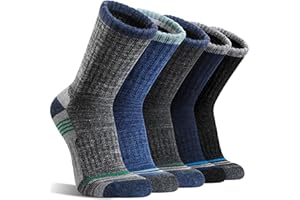 MOGGEI 5 Pairs Merino Wool Hiking Socks Thermal Warm Winter Cozy Moisture Wicking Cushioned Socks for Men