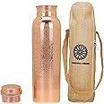 FURNISHFUL FINESSE Copper Water Bottle For Drinking Pure Copper Bottle 1000 ml With Jute Carry Bag For Sports, Yoga for Gym,Office,Hiking - Pack of 1, Natural Finish