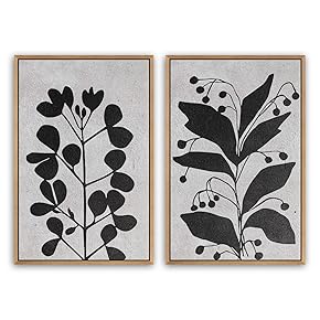 SIGNWIN 2 Piece Framed Canvas Wall Art Black...